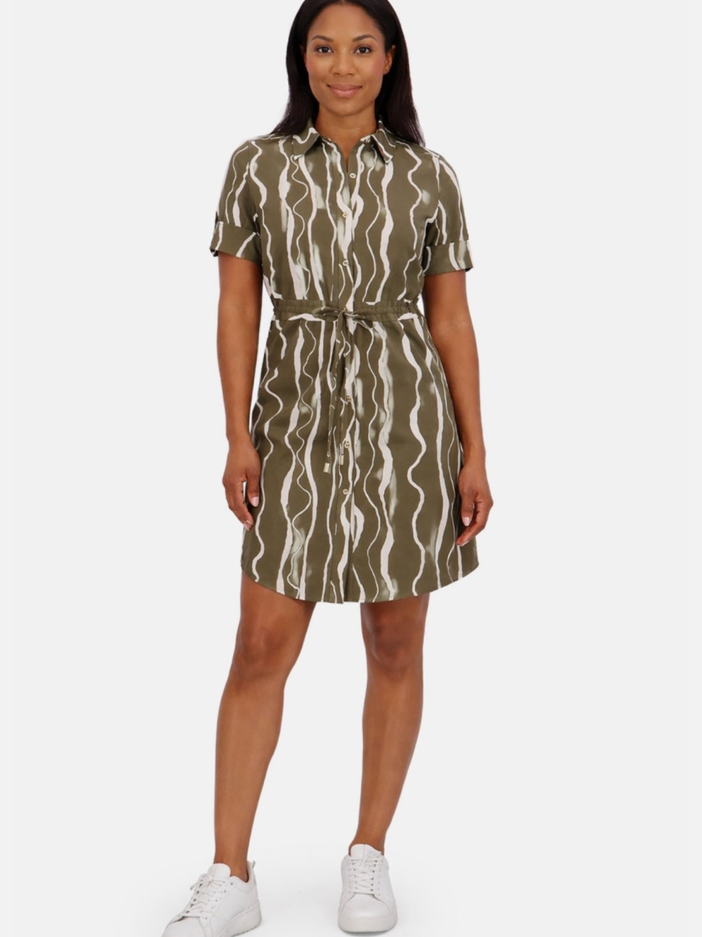 Halston Women’s Dress – Soft Stretch Comfort with Drawcord Waist NWT